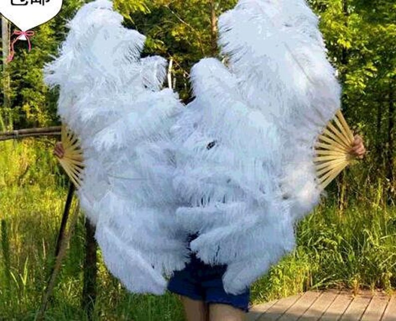 30pieces 16*32inch White Large Feather Fan Burlesque Dance feather fan Bridal Bouquet 30pieces 16*32inch White Large Feather Fan Burlesque Dance feather fan Bridal Bouquet