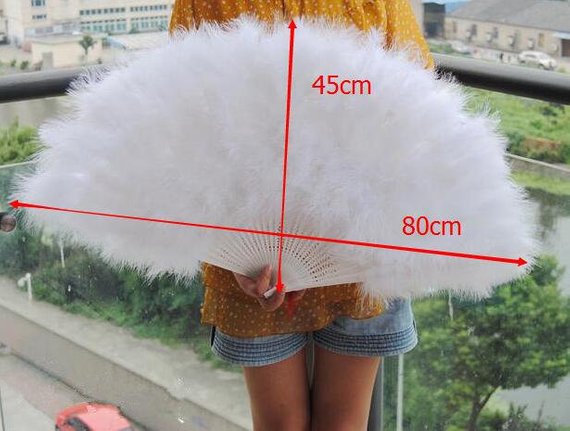 32Fans 80*45cm Large Burlesque Fan Dance feather fan Bridal Bouquet Party Dance Fan Showgirl Large Fan White 32Fans 80*45cm Large Burlesque Fan Dance feather fan Bridal Bouquet Party Dance Fan Showgirl Large Fan White
